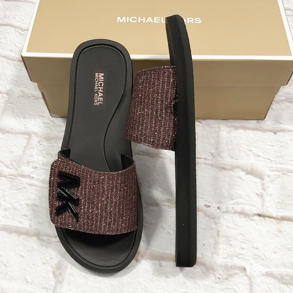 MICHAEL KORS MK Slide In Glitter Black Multi Color - Picture 3 of 7